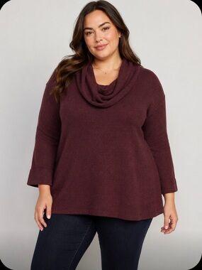 Forgotten Grace burgundy Cowl Neck Sweater xl